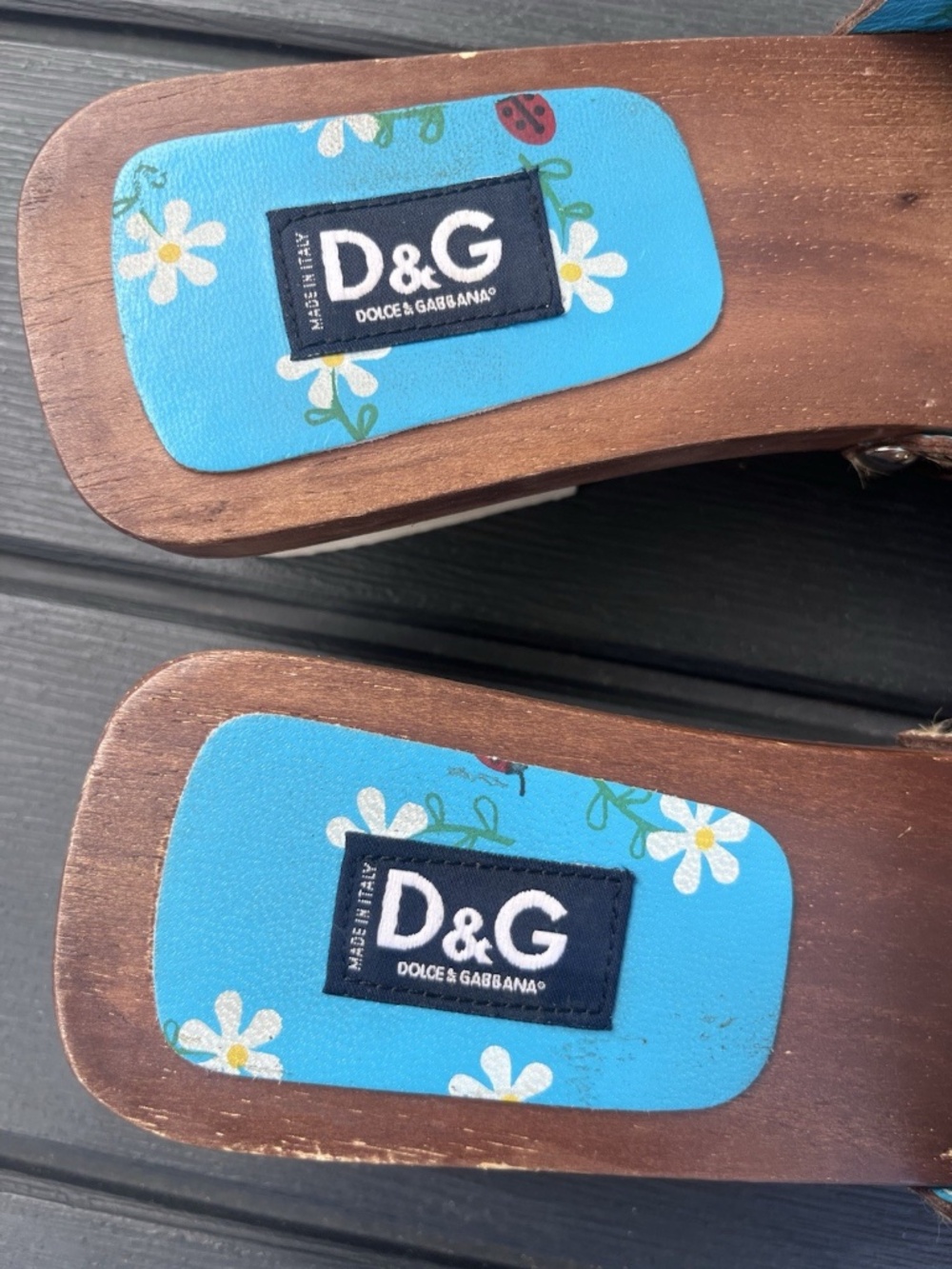 SOLD! Y2K Vintage D&G Dolce & Gabbana Rare Pony Hair/ Ladybug Wooden Sandal 37 - Picture 2 of 10